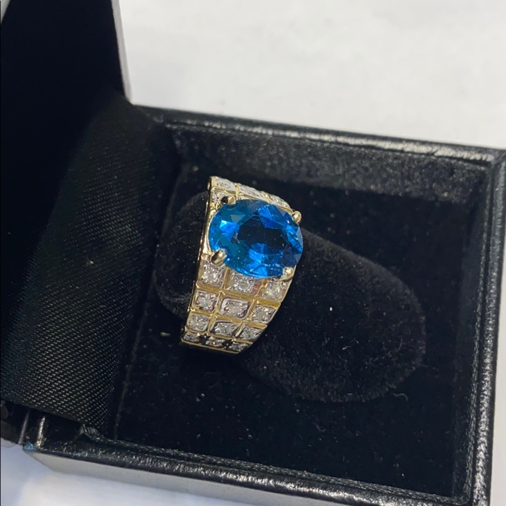 14K blue Lopez & Diamonds Ring - Picture 2 of 8